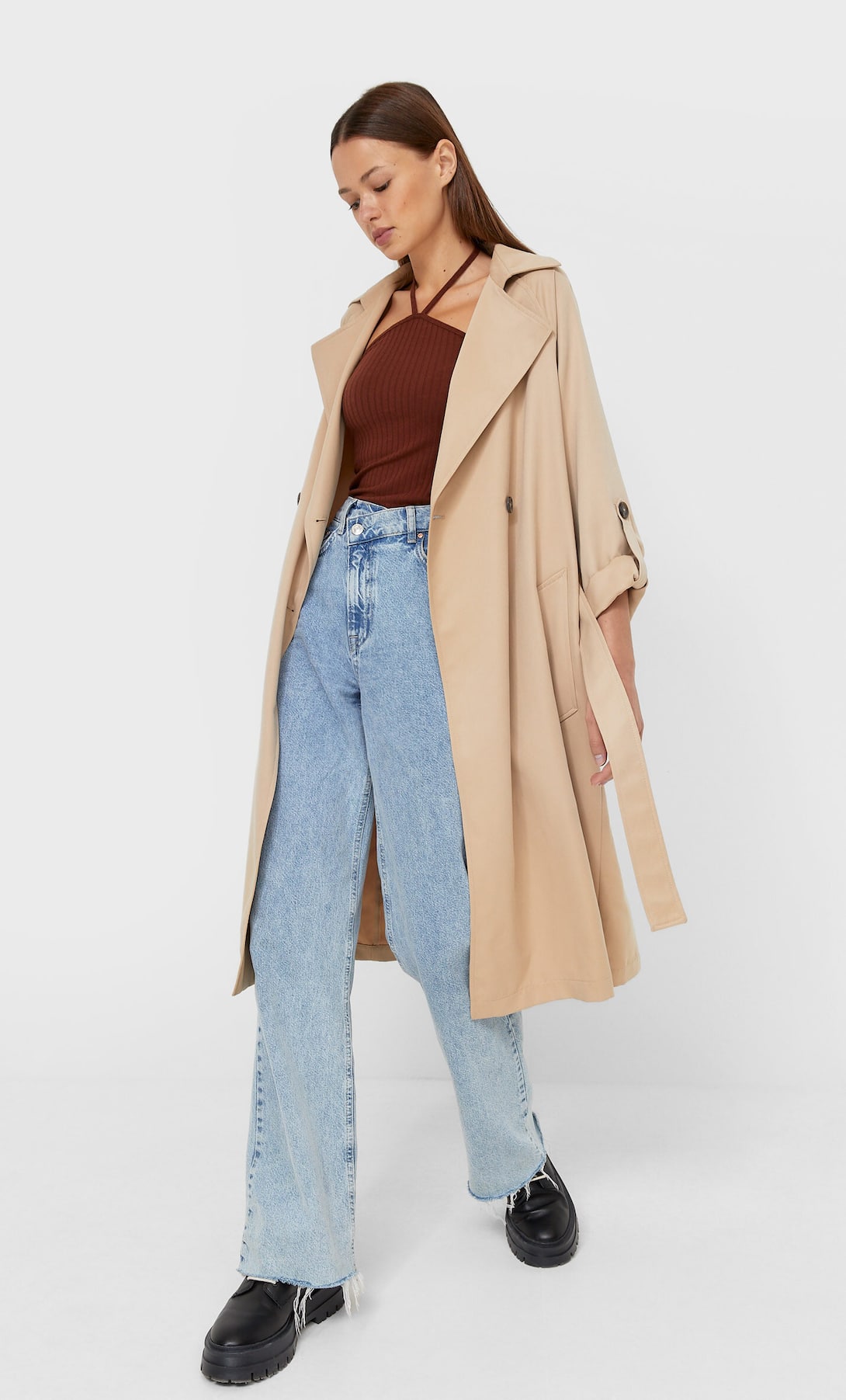 Long flowing trench coat