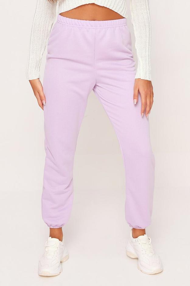 Lilac Basic Plain Loopback Lounge Jogger