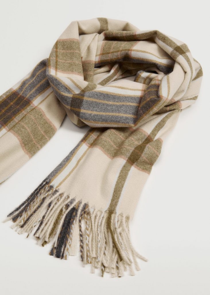 Fringed check scarf