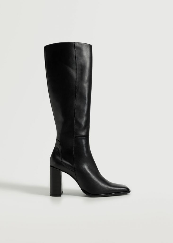 High heel leather boot