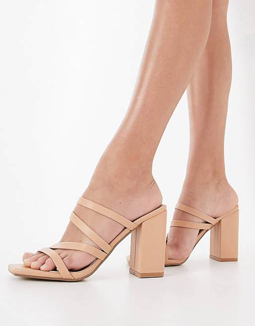 Public Desire Kalia strappy mules in beige