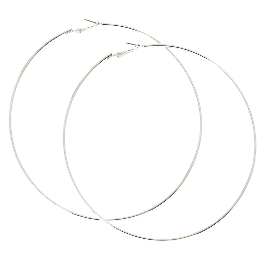 Silver 120MM Skinny Hoop Earrings