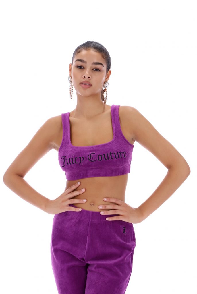 PURPLE RIBBED VELOUR BRALETTE