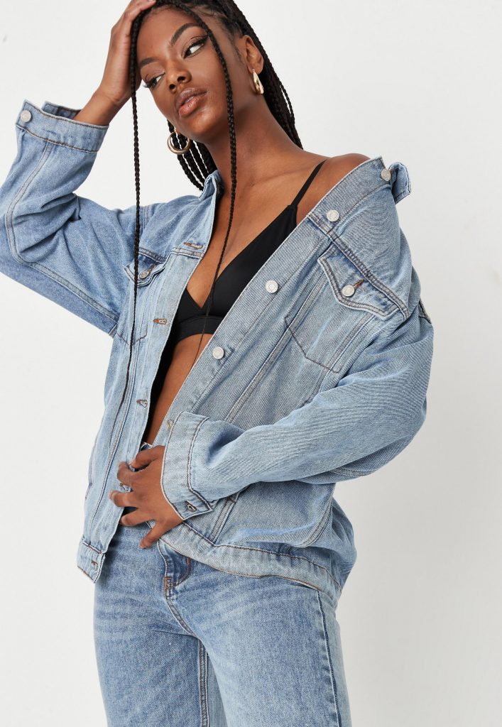 recycled blue oversized denim jacket