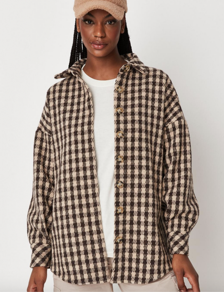 brown check shacket