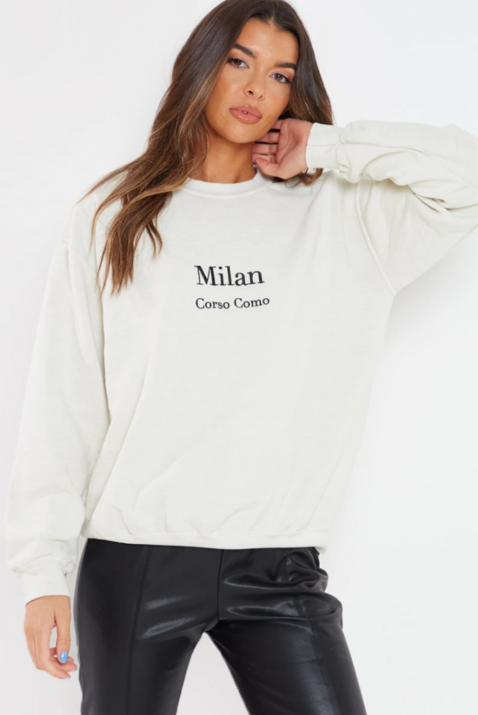LORNA LUXE OFF WHITE 'MILAN' EMBROIDERED SWEATSHIRT