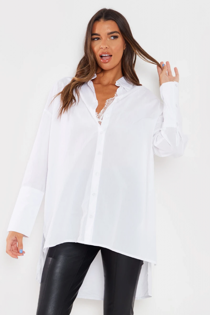 LORNA LUXE WHITE 'PERFECT' OVERSIZED POPLIN SHIRT