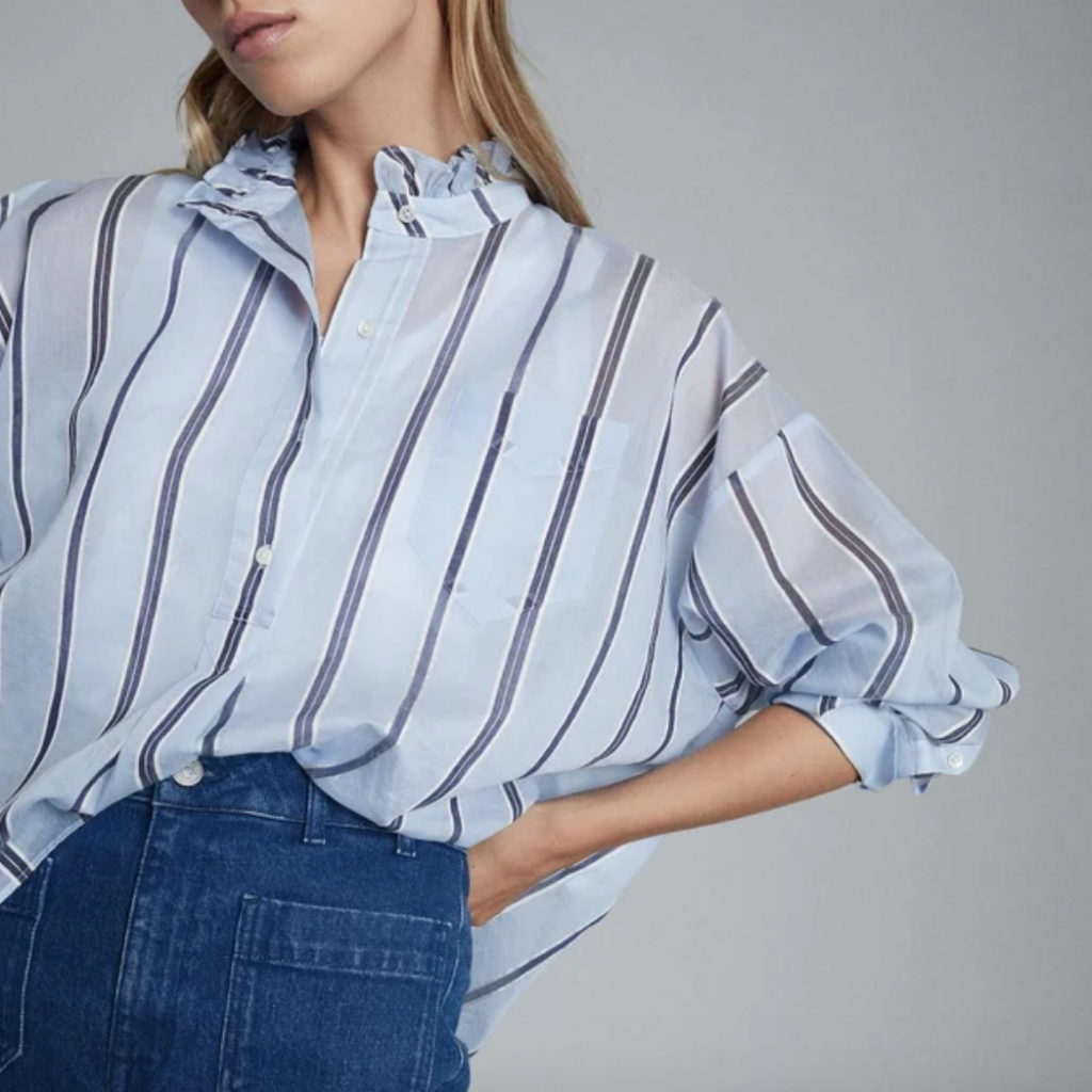 COTTON SILK BLEND SHIRT BLUE