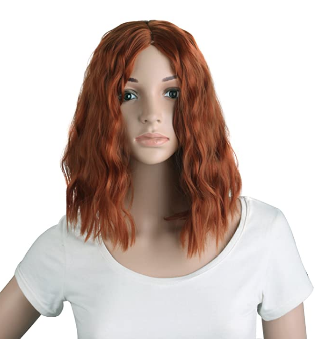 MapofBeauty 14"/35cm Sexy Charms Side Bangs Women Short Small Curly Cosplay And Daily Use Wigs (Red Bronze)