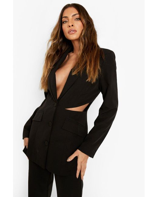 Cut Out Side Tailored Longline Blazer