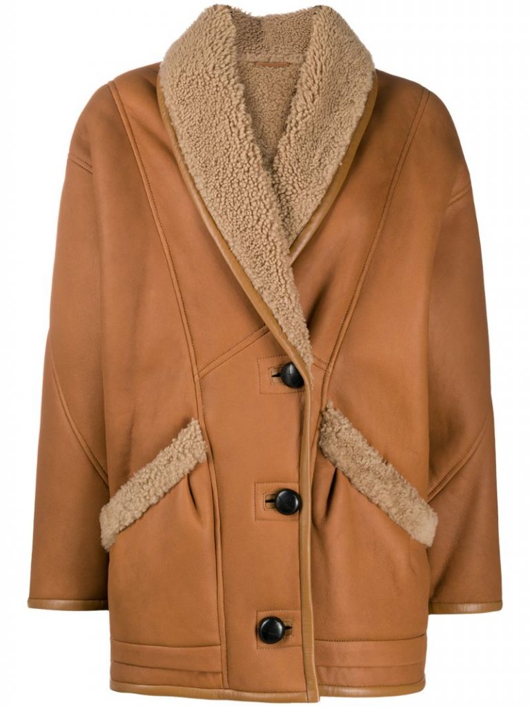 single-breasted shearling-lined coat