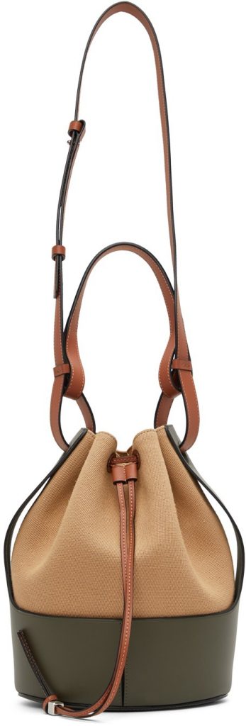 Tan & Green Canvas Balloon Bag