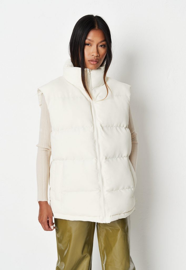 ecru boxy padded gilet