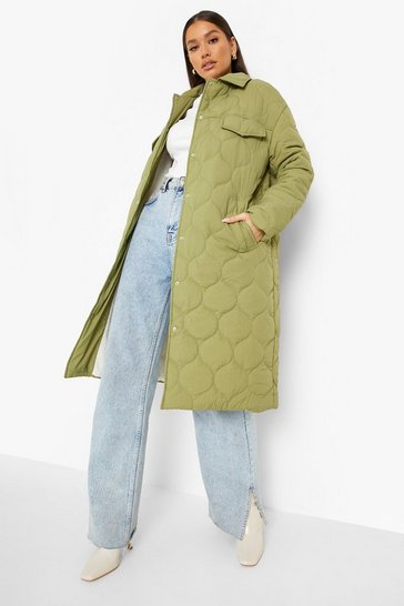 Diamond Quilted Longline Padded Jacket