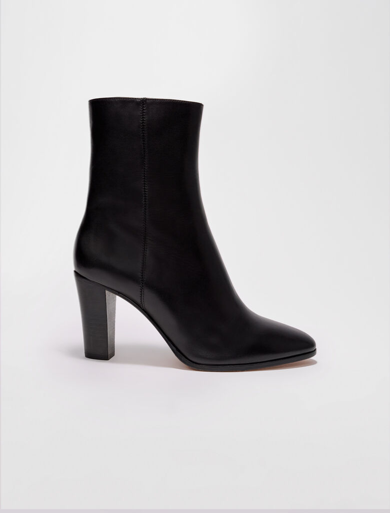 HEELED LEATHER ANKLE BOOTS