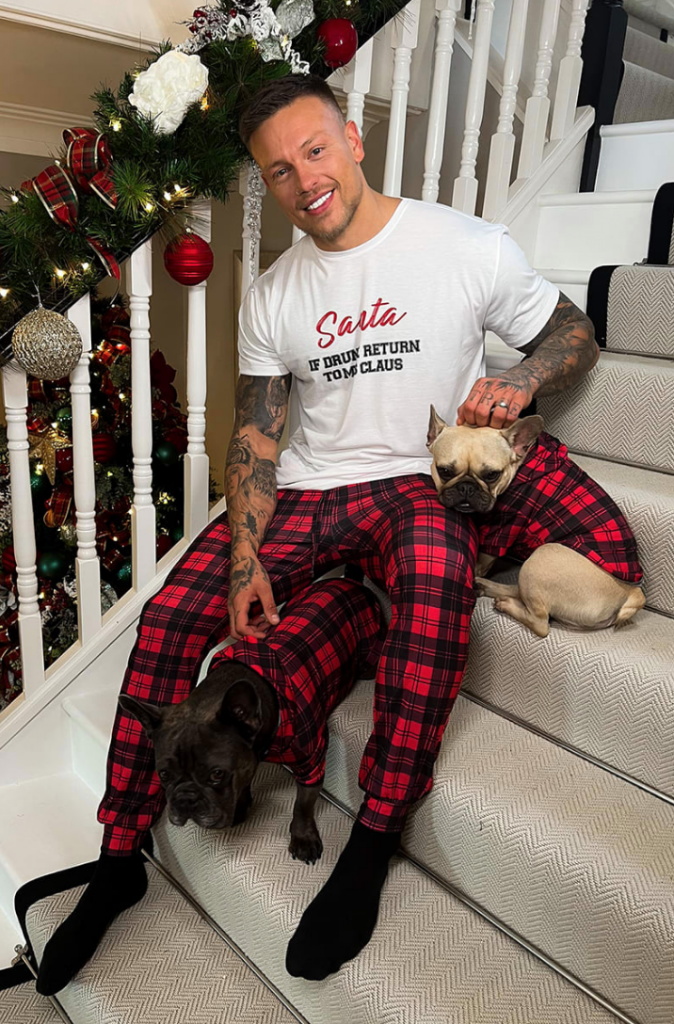 OLIVIA & ALEX MENS RED CHECK 'SANTA' SHORT SLEEVE PJ SET