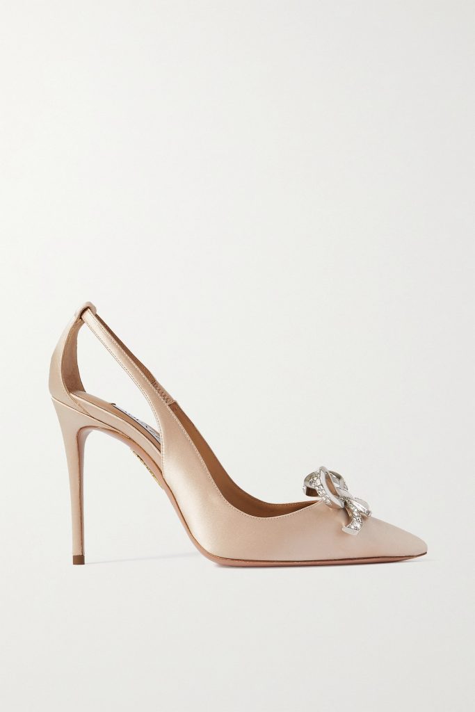 Babe 105 embellished cutout satin pumps