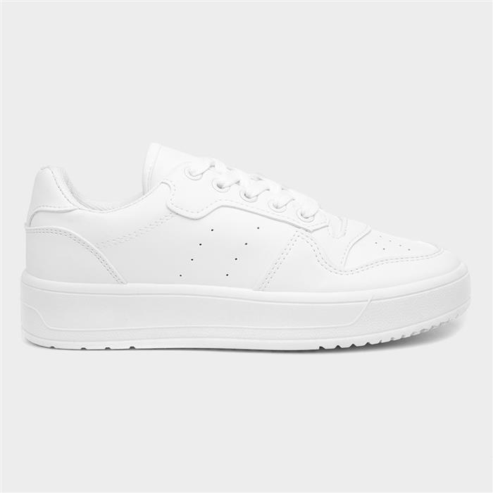 Truffle Oslo Womens White Lace Up Trainer