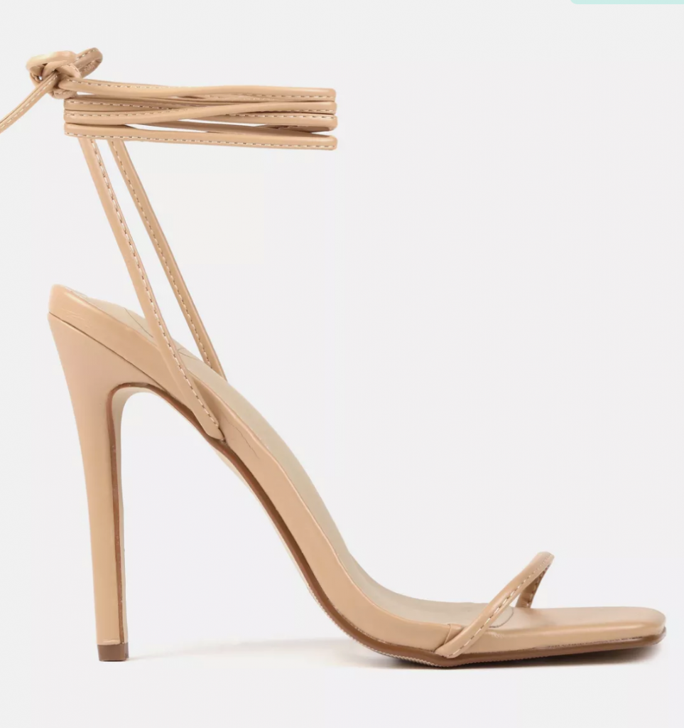 sand square toe tie up heeled sandals
