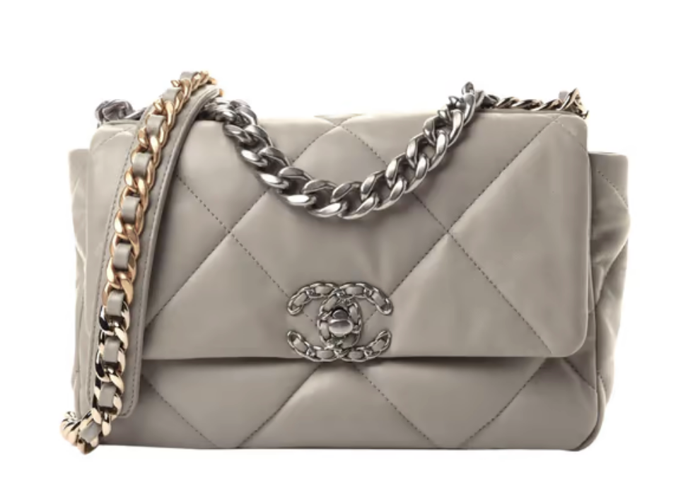 CHANEL 19 LEATHER HANDBAG - GREY