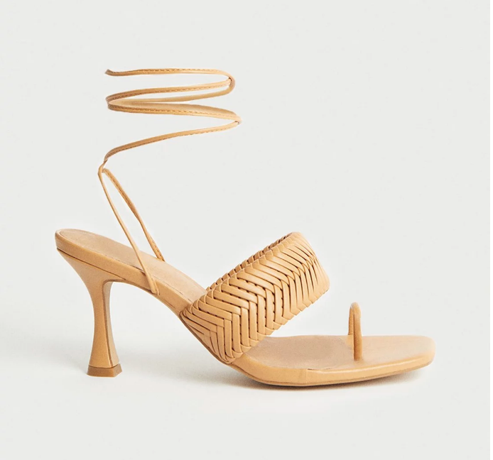 Ankle Wrap Woven Heel Sandal