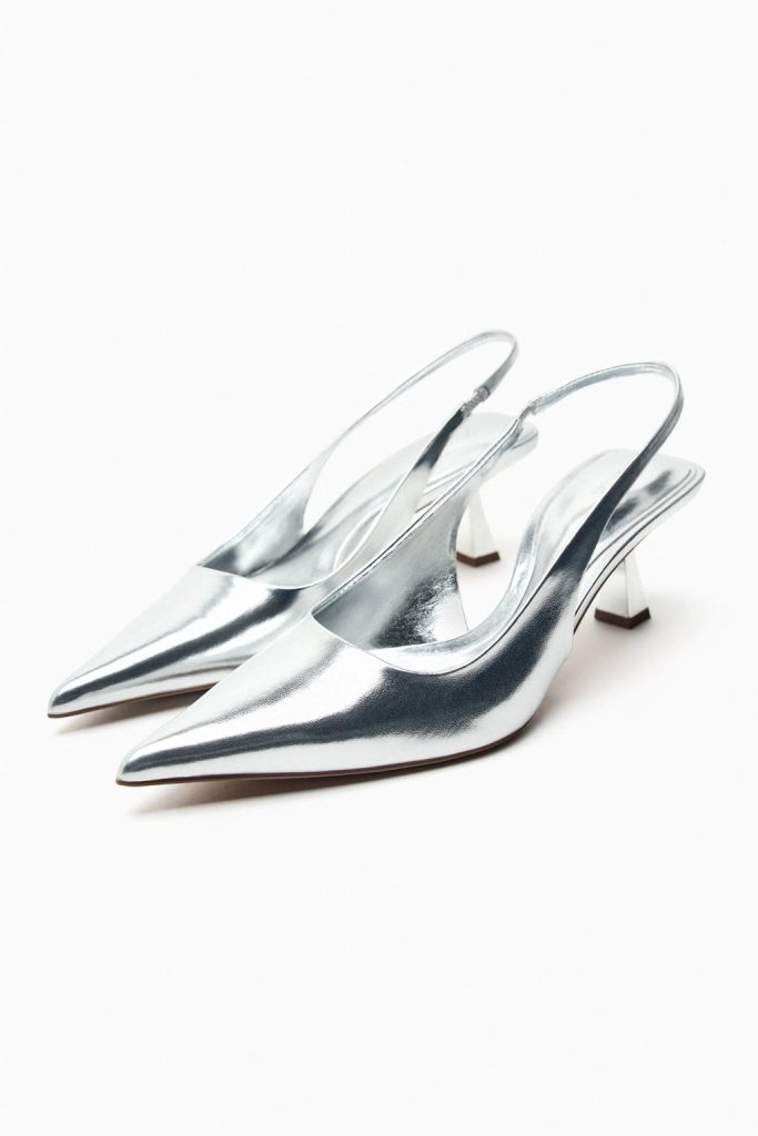 HEELED SLINGBACK METALLIC SHOES. IMAGE SOURCE: ZARA