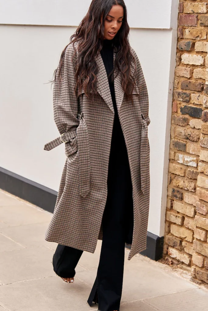 Brown Check Next Heritage Trench Style Coat