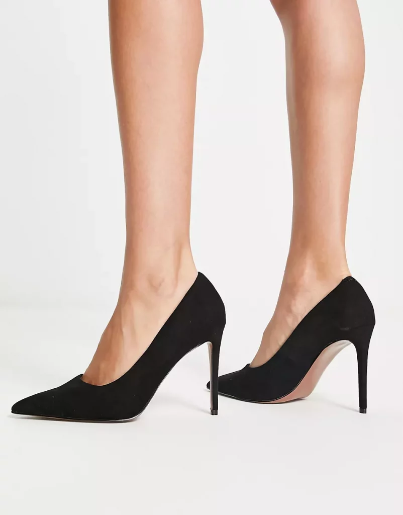 ASOS DESIGN Penza pointed high heeled court shoes in black
