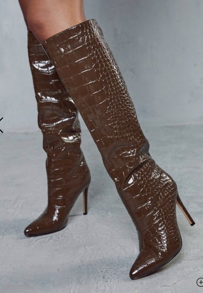 High Shine Croc Knee High Boot.