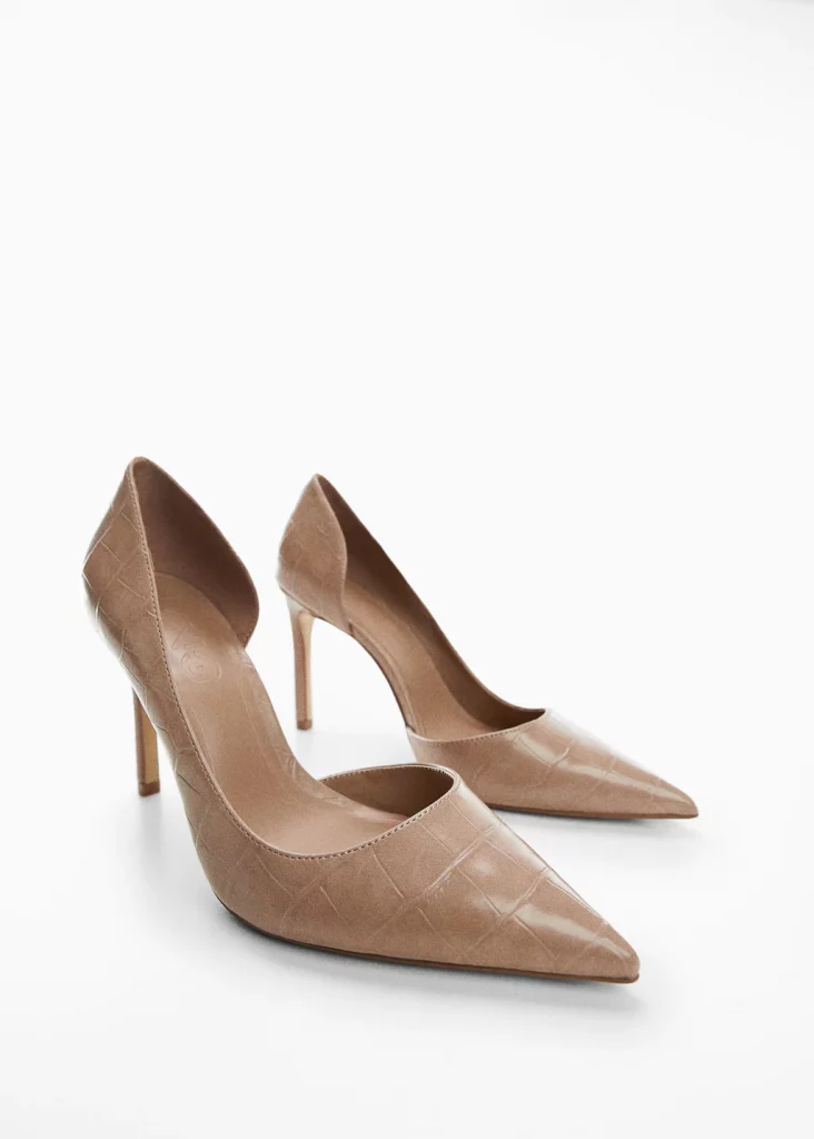 Croc-effect heeled shoes