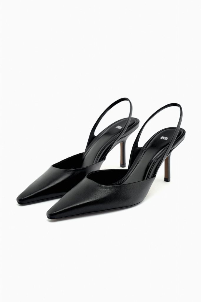 HIGH-HEEL LEATHER SLINGBACK SHOES