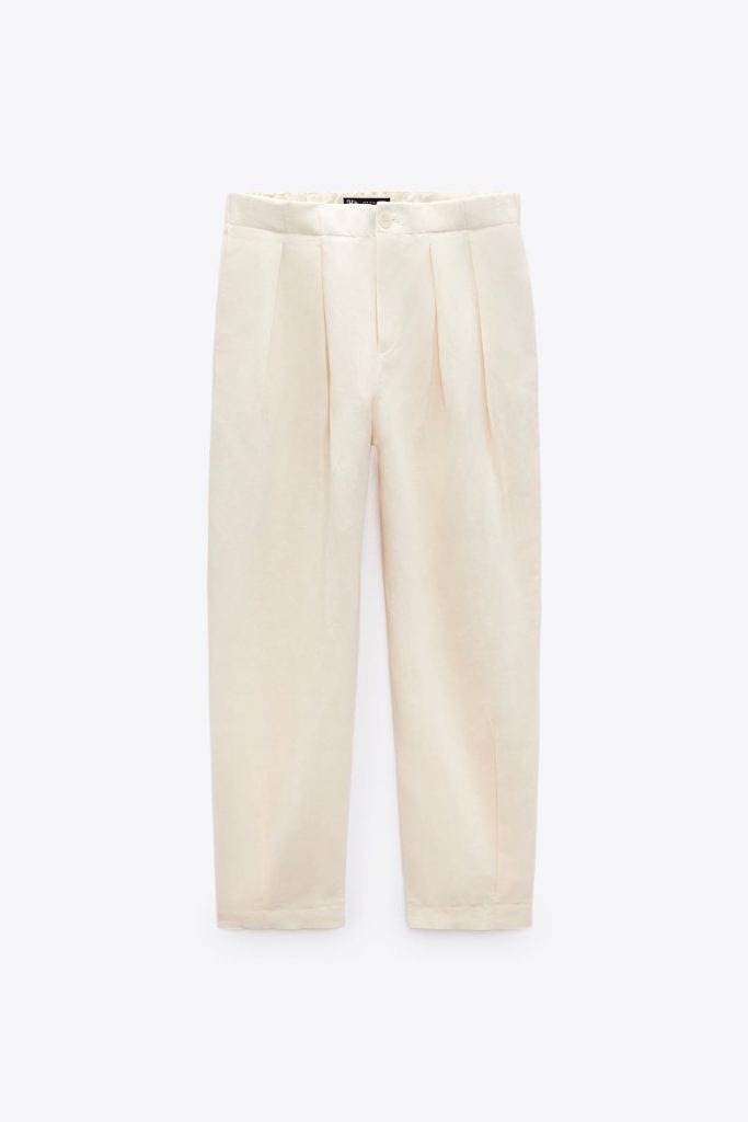 CARROT FIT LINEN BLEND TROUSERS