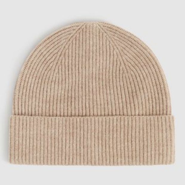 MERINO WOOL RIBBED BEANIE HAT
