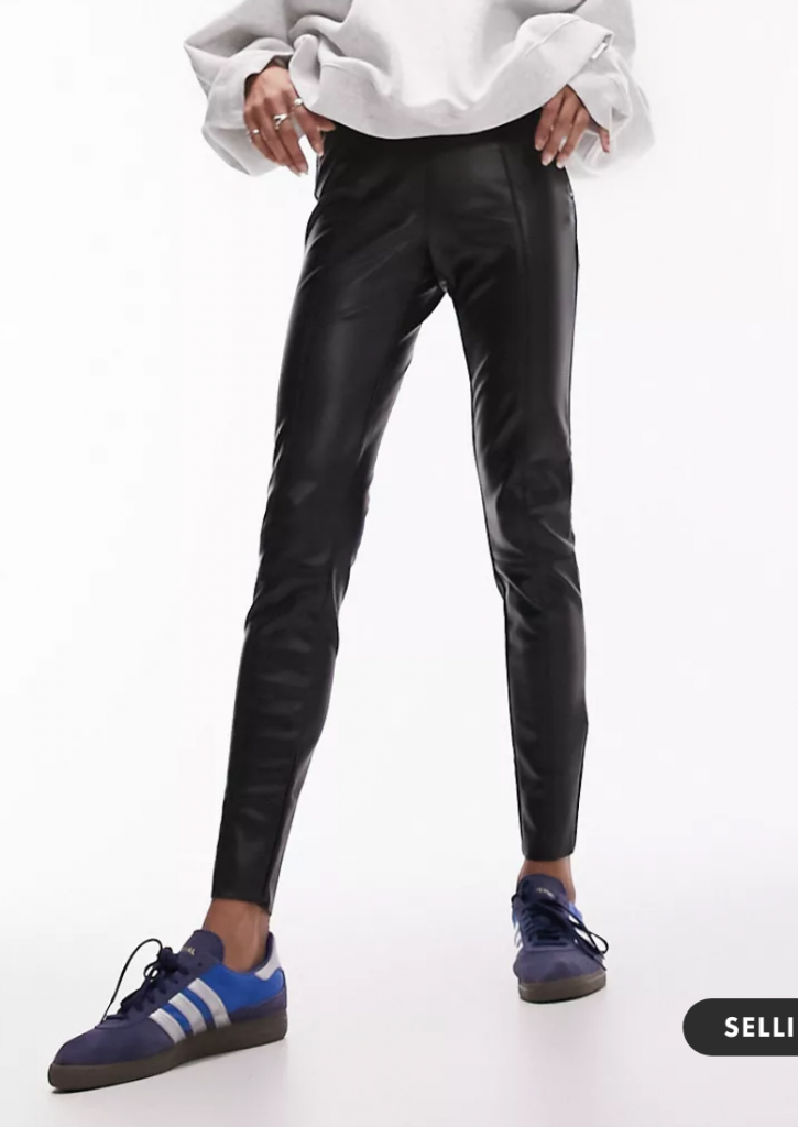 Topshop faux leather skinny fit trouser in black