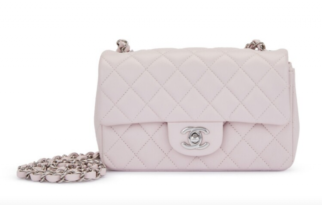 Lilac Quilted Lambskin Mini Rectangular Classic Single Flap Silver Hardware, 2021