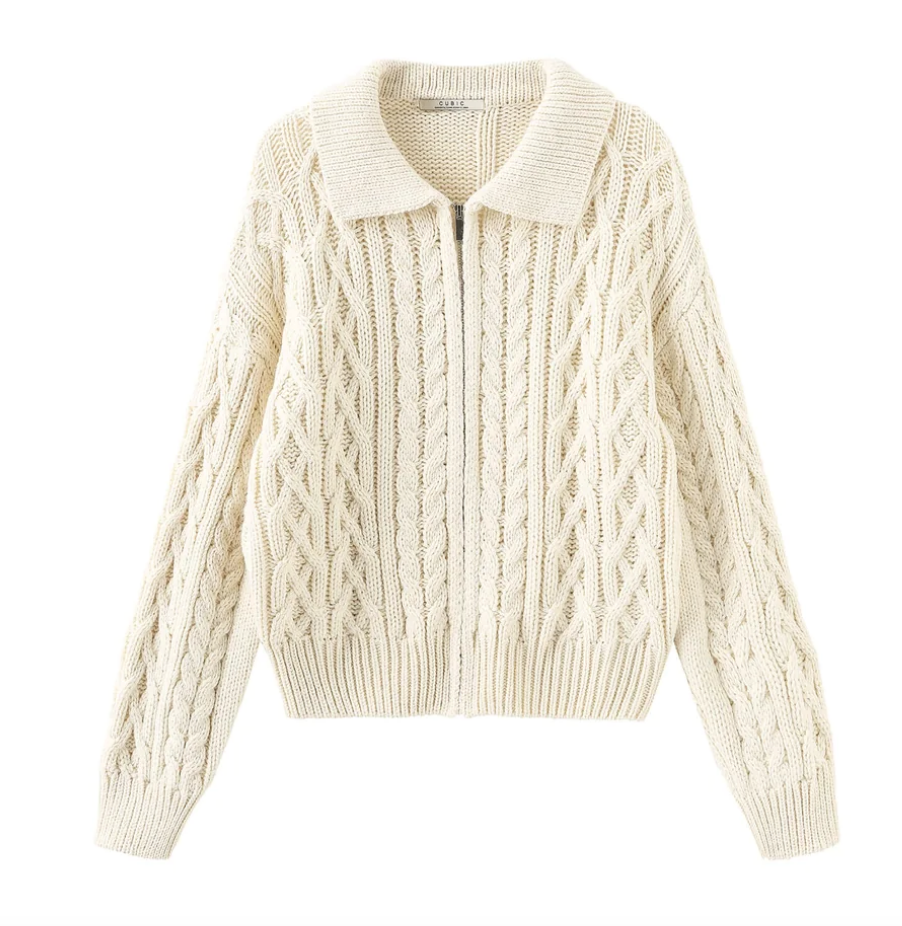 Cassie Cable knit Zipped Cardigan