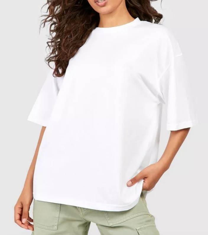 WHITE OVERSIZED CREW NECK T-SHIRT