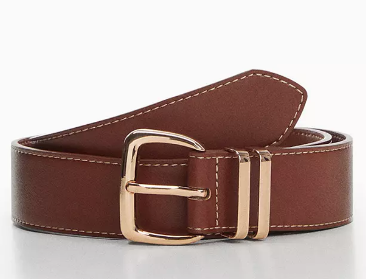 Mango Nash Square Buckle Belt, Brown