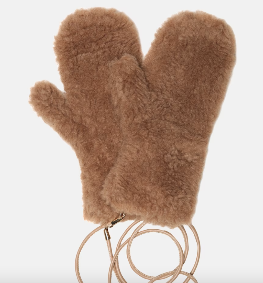 Ombrato camel hair and silk mittens