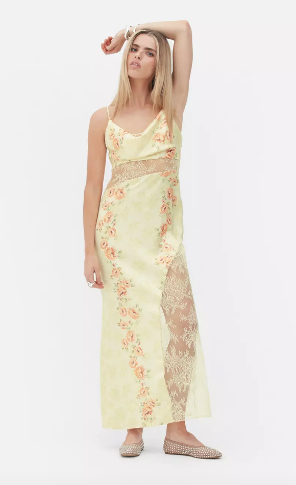 Rita Ora Floral Satin Midi Dress