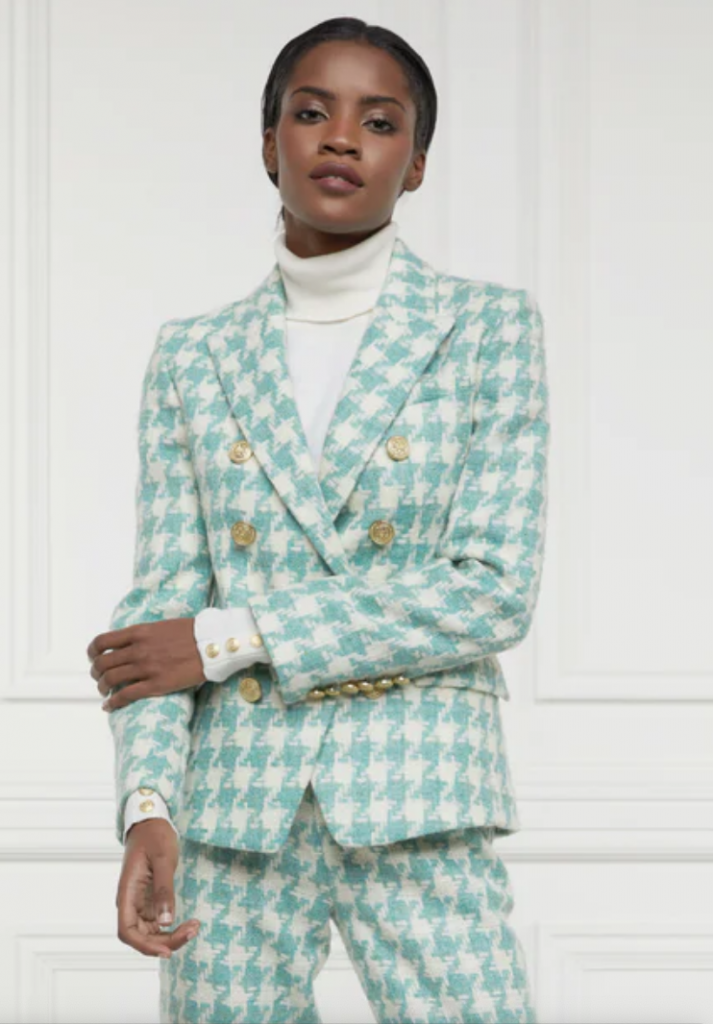 The Large Scale Teal Houndstooth Suit