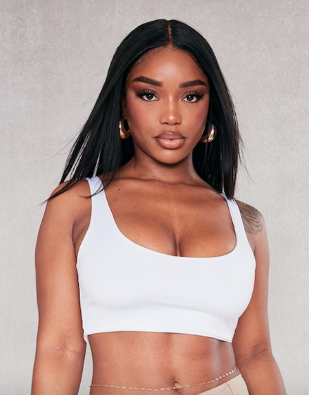 Shape White Slinky Square Neck Crop Top