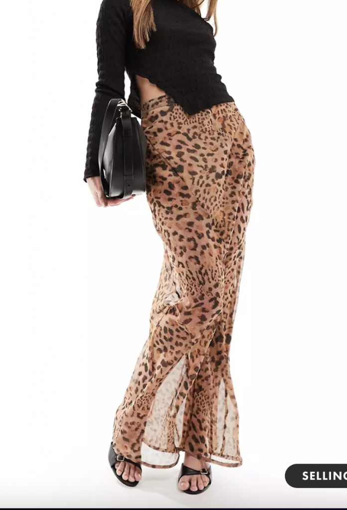 ASOS DESIGN sheer maxi skirt in leopard print