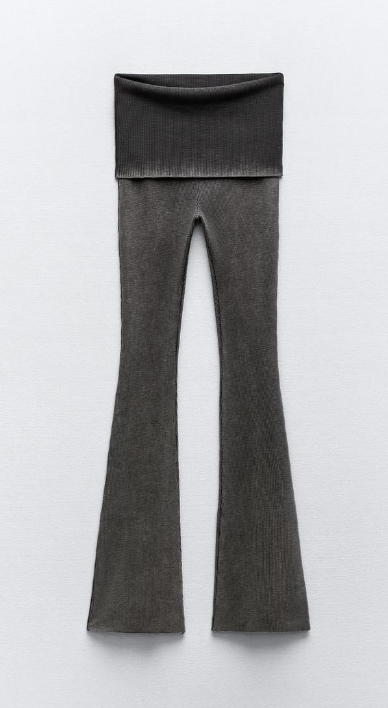 FADED-EFFECT RIBBED TROUSERS