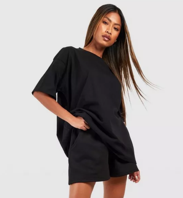 BLACK BASIC COTTON OVERSIZED T-SHIRT